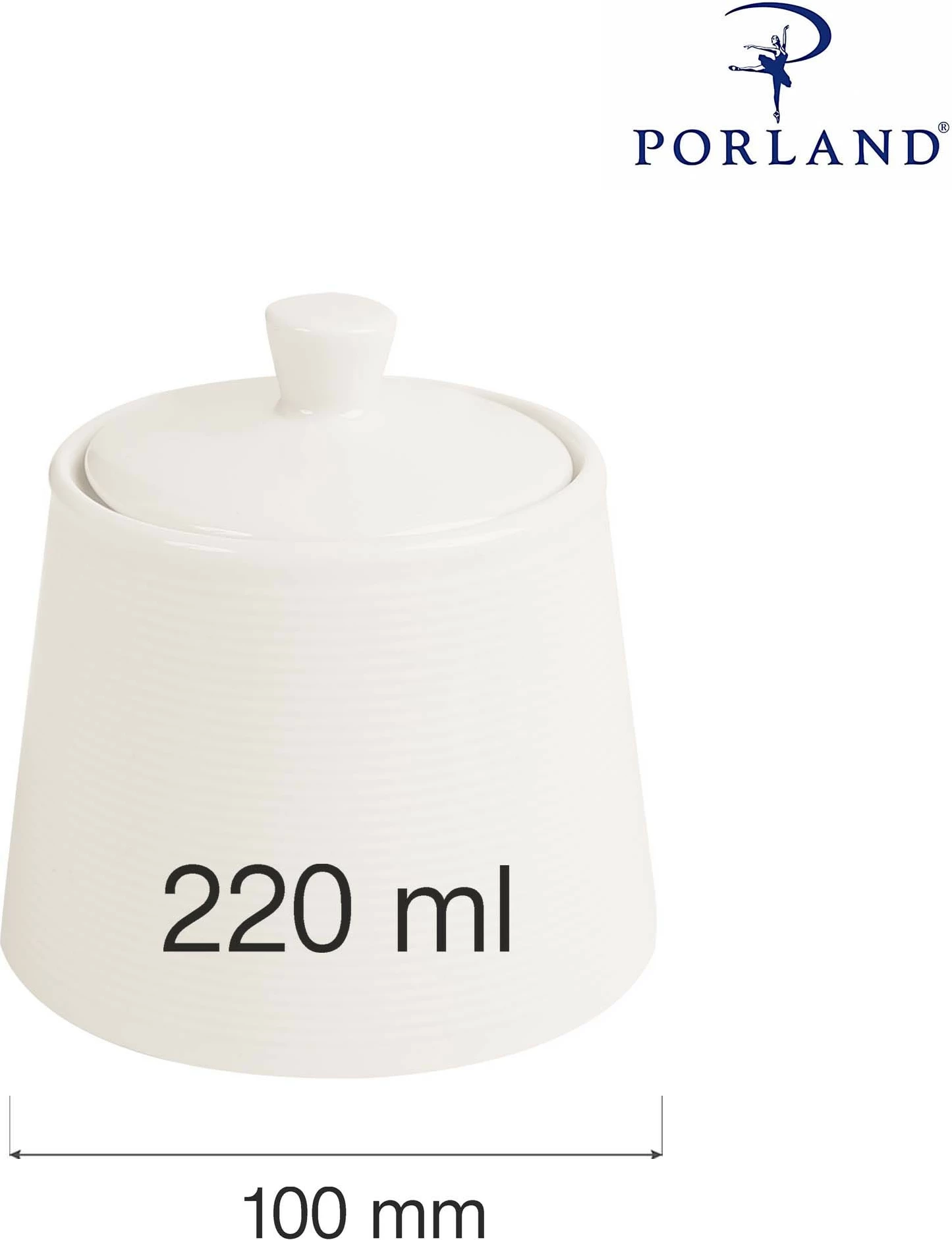 Sheqerore me kapak Porland Line 220 ml 100 mm krem, set 6 copë