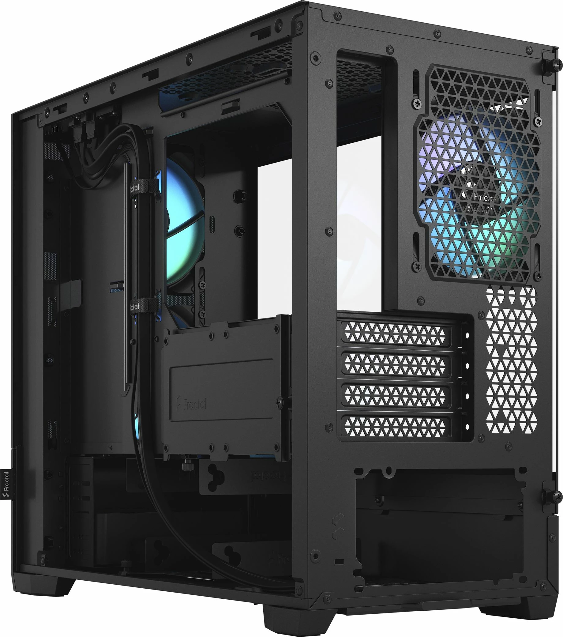 Kasë Fractal Design Pop Mini Air RGB FD-C-POR1M-06, Mini Tower, Micro-ATX/Mini-ITX, 3x120mm RGB, me dritare, e zezë