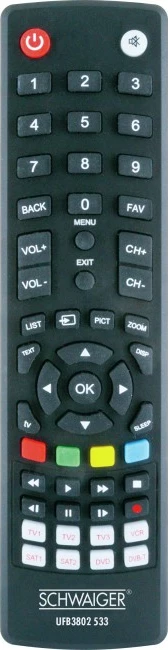 Telekomandë Schwaiger UFB3802533, universal, për DTV/TV, me butona, e zezë