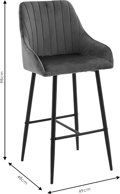 Karrige për bar Patrin, këmbë metalike të zeza, kadife ngjyrë mollë e kalbur