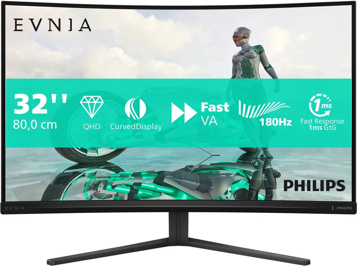 Monitor Philips 32M2C3500L, 32 inç, QHD, 180Hz, Curved, gri