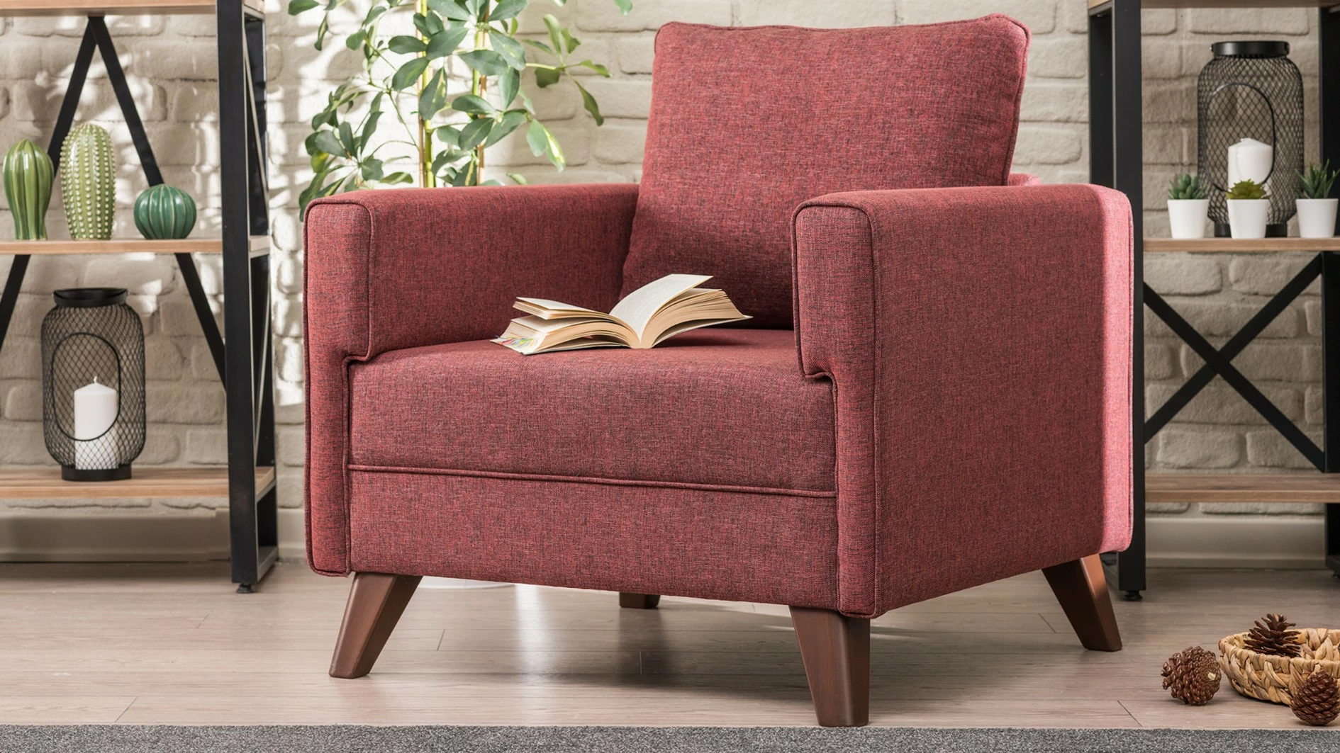 Fotel një vendësh Atelier del Sofa, Bella, ngjyrë e kuqe e errët