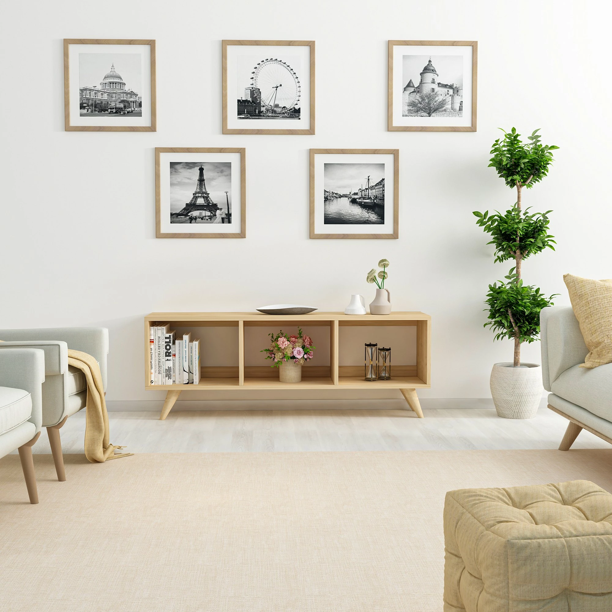 Komodë TV Hanah Home, Tina, ngjyrë safir