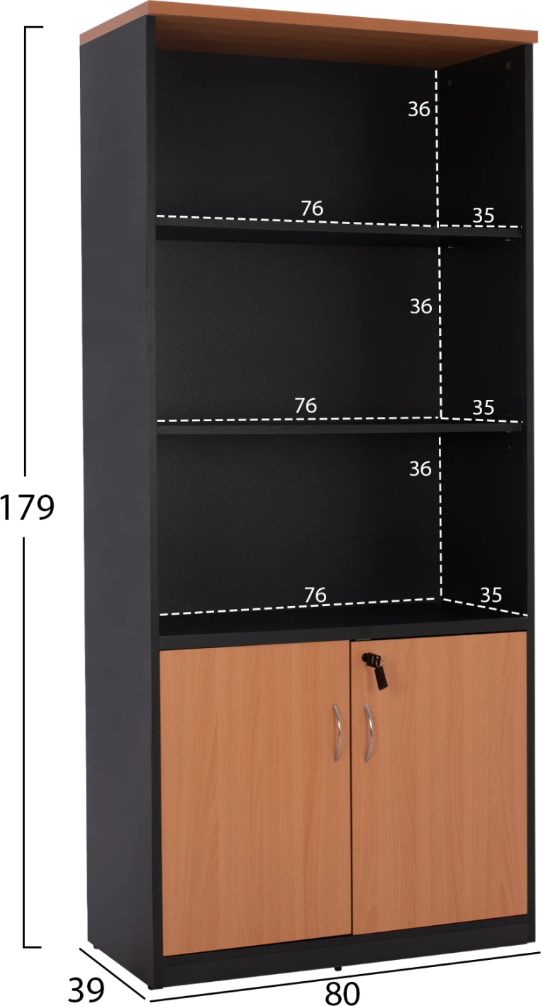 Raft profesional për zyre, ngjyrë lisi, FH2014.01, me 2 dyer, 80Χ40Χ180