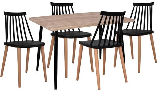 Set 5 copë Tavolinë sonama & karrige Vanessa ngjyrë zezë FH11024.02 120x70x76.5 cm