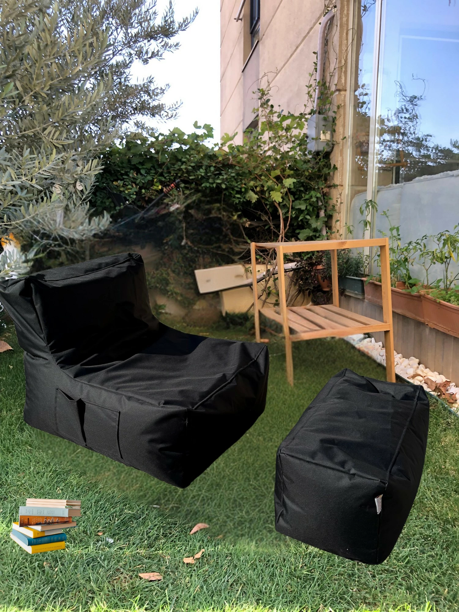 Set bean bag (2 copë), Atelier del Sofa, XXL Sedir, e zezë