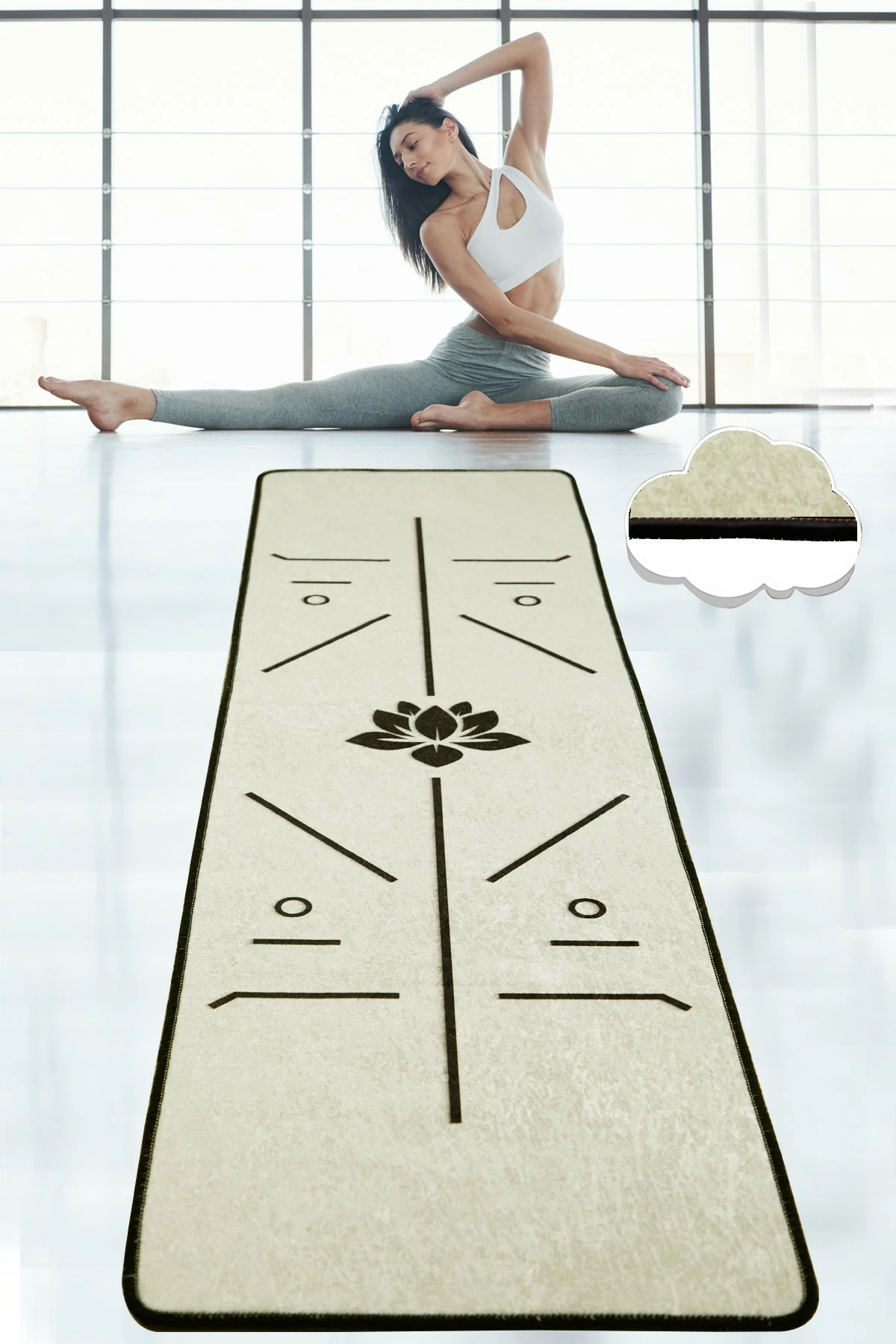 Qilim yoga Vital And Vivid, i bardhë, Bikram, 60x200cm