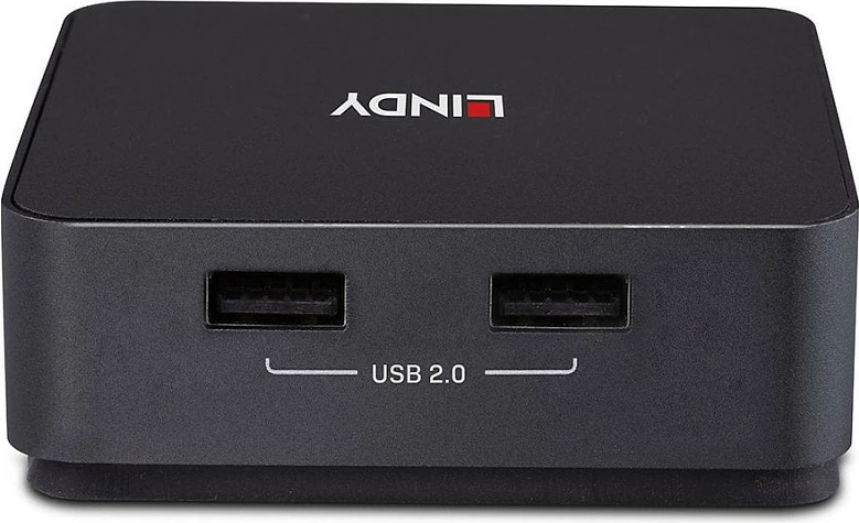 Switch KVM Lindy 2-Port USB-C, Dual HDMI 4K60, USB PD 100W, Gri