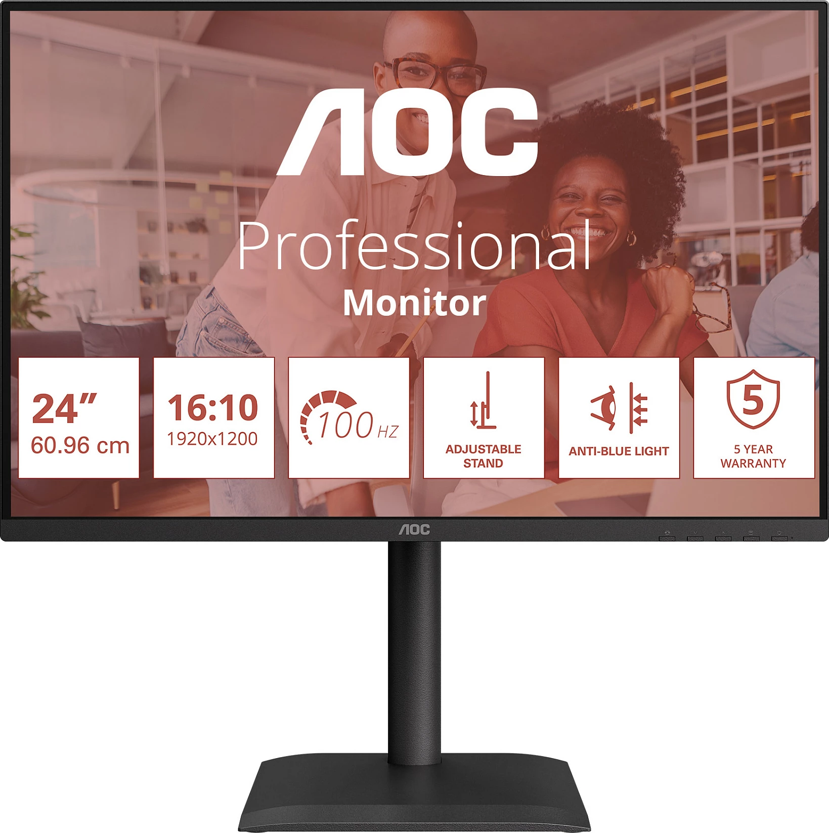 Monitor AOC X24E4U 24" WUXGA 100Hz, 1920x1200, USB Hub, Altoparlantë, i zi