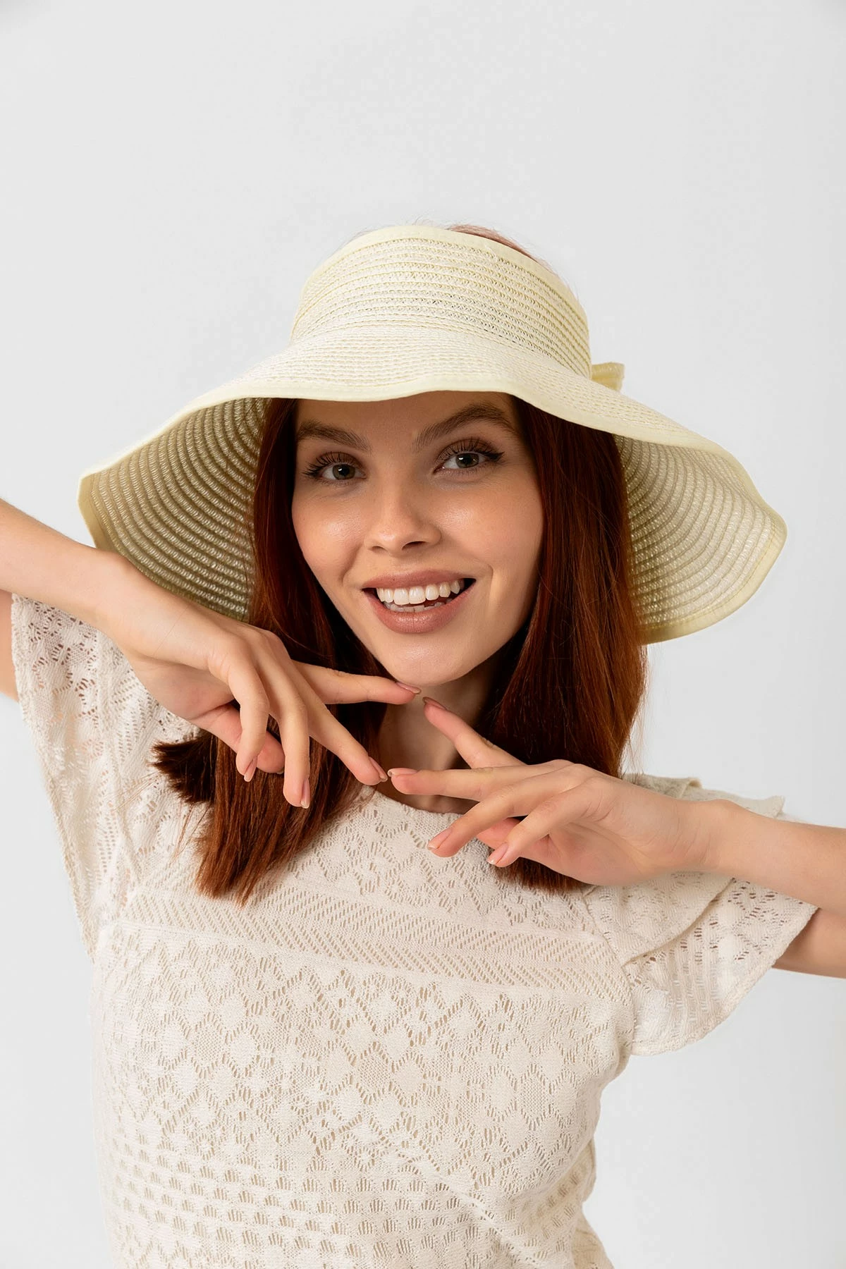 Kapelë verore për gra, ngjyrë krem, Jumeon, Hsr2080