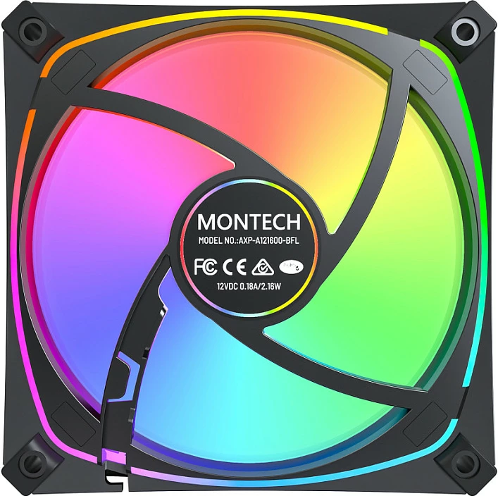 Ventilator kasë Montech AX120 Pro, 120mm, ARGB, i zi