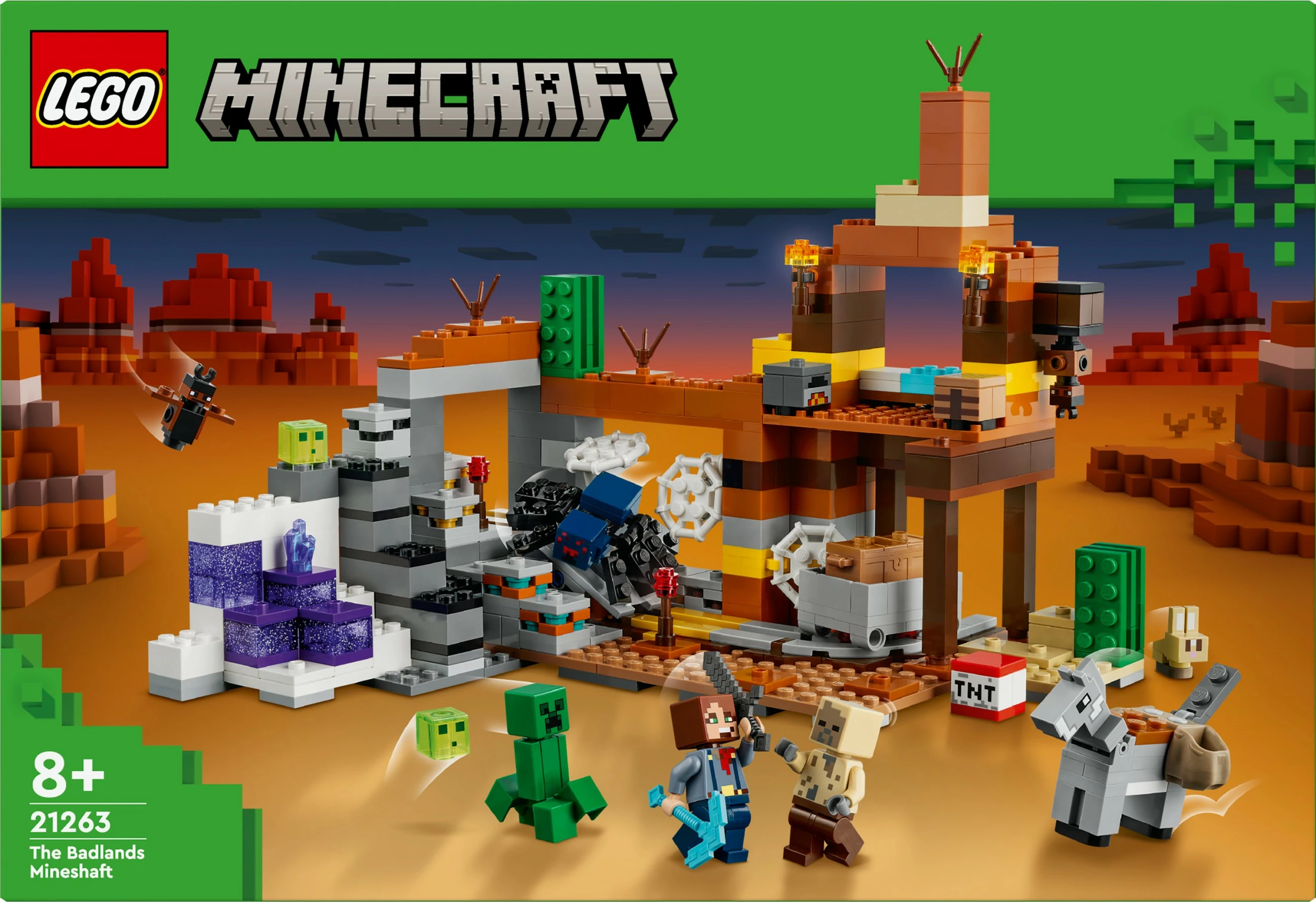Set ndërtimi LEGO Minecraft 21263 The Badlands Mineshaft, shumëngjyrësh