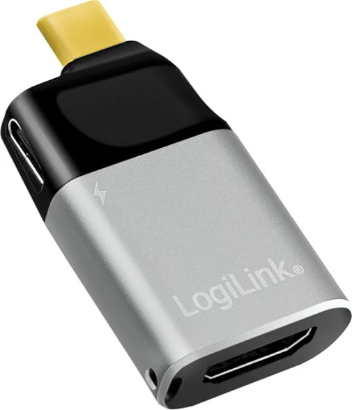Adapter USB-C LogiLink USB 3.2 Gen2, HDMI 4K/60Hz, USB-C PD, alumin, zi/hirtë