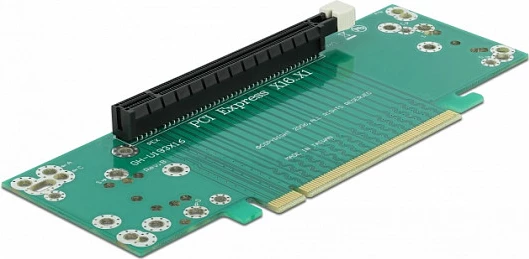 Kartë riser PCIe DeLOCK PCI Express x16 në x16, instalim horizontal, 53.9 mm, e gjelbër