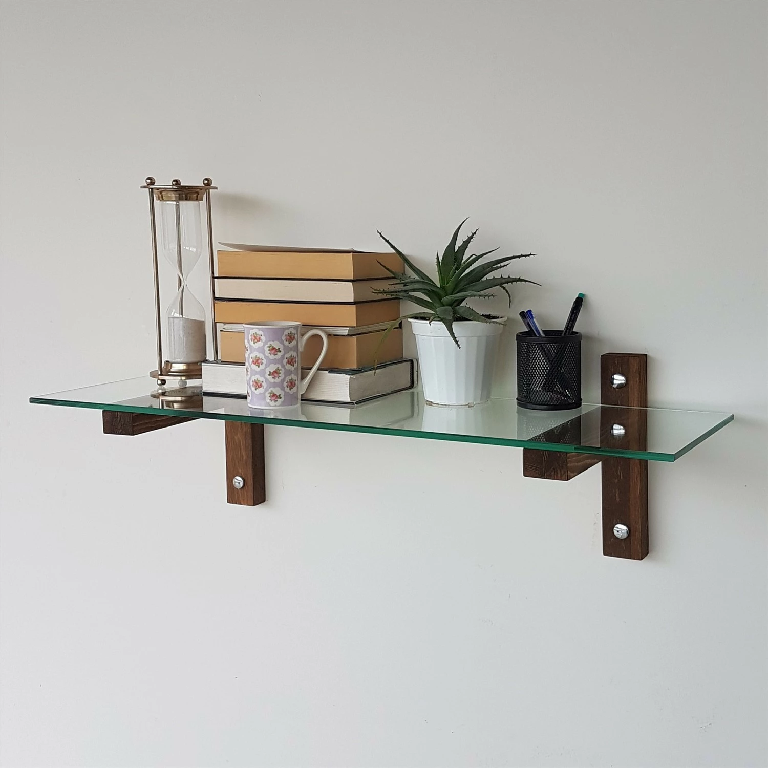 Raft muri Hanah Home, R100, ngjyrë arre, xham i temperuar, 85x25x25cm