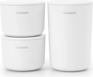 Kavanozë ruajtës për banjo Brabantia ReNew 281327, të grumbullueshëm, set 3 copë, të bardhë