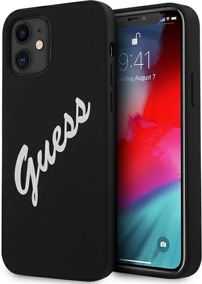 Mbështjellës Guess GUHCP12SLSVSBW për iPhone 12 mini 5.4", silikon, zi/bardhë