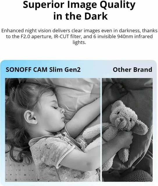 Kamerë sigurie e brendshme Wi-Fi SONOFF CAM-S2 1080P Full HD, zbulim personi AI, night vision, audio dy-drejtimëshe, TF deri 128GB, e bardhë