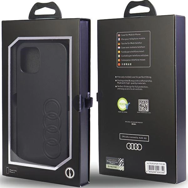 Mbështjellës Audi Synthetic Leather për iPhone 12/12 Pro 6.1", i zi