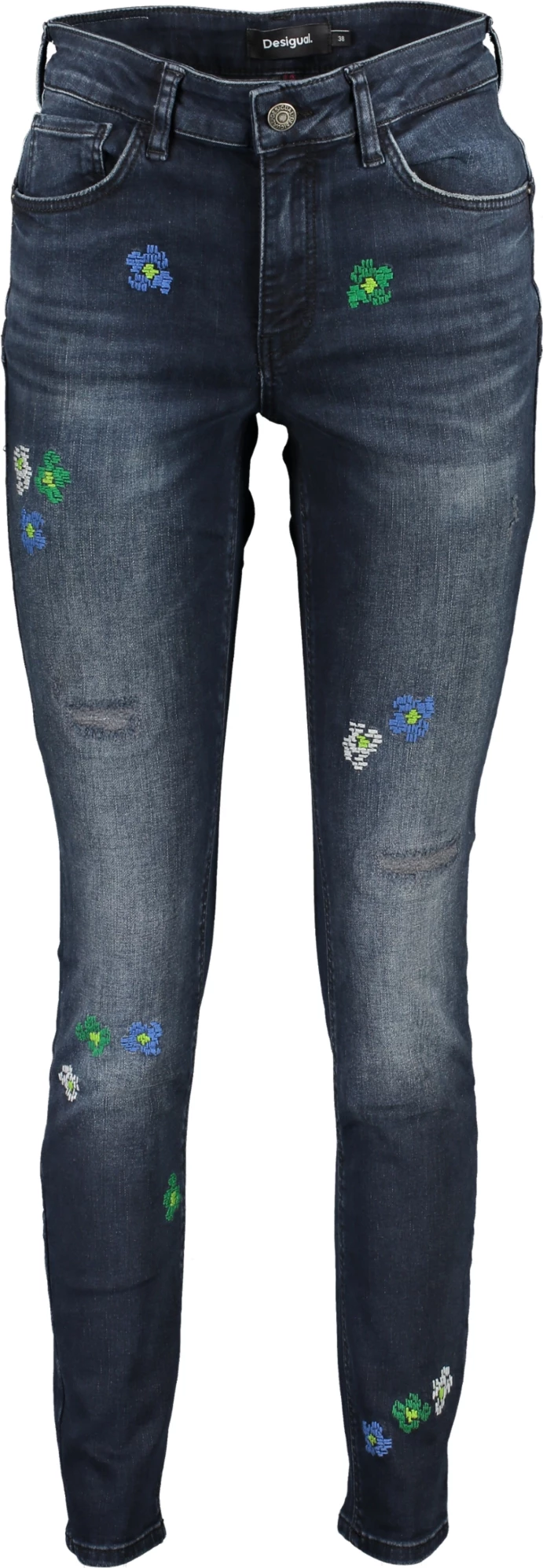 Pantallona xhins Desigual femra, blu