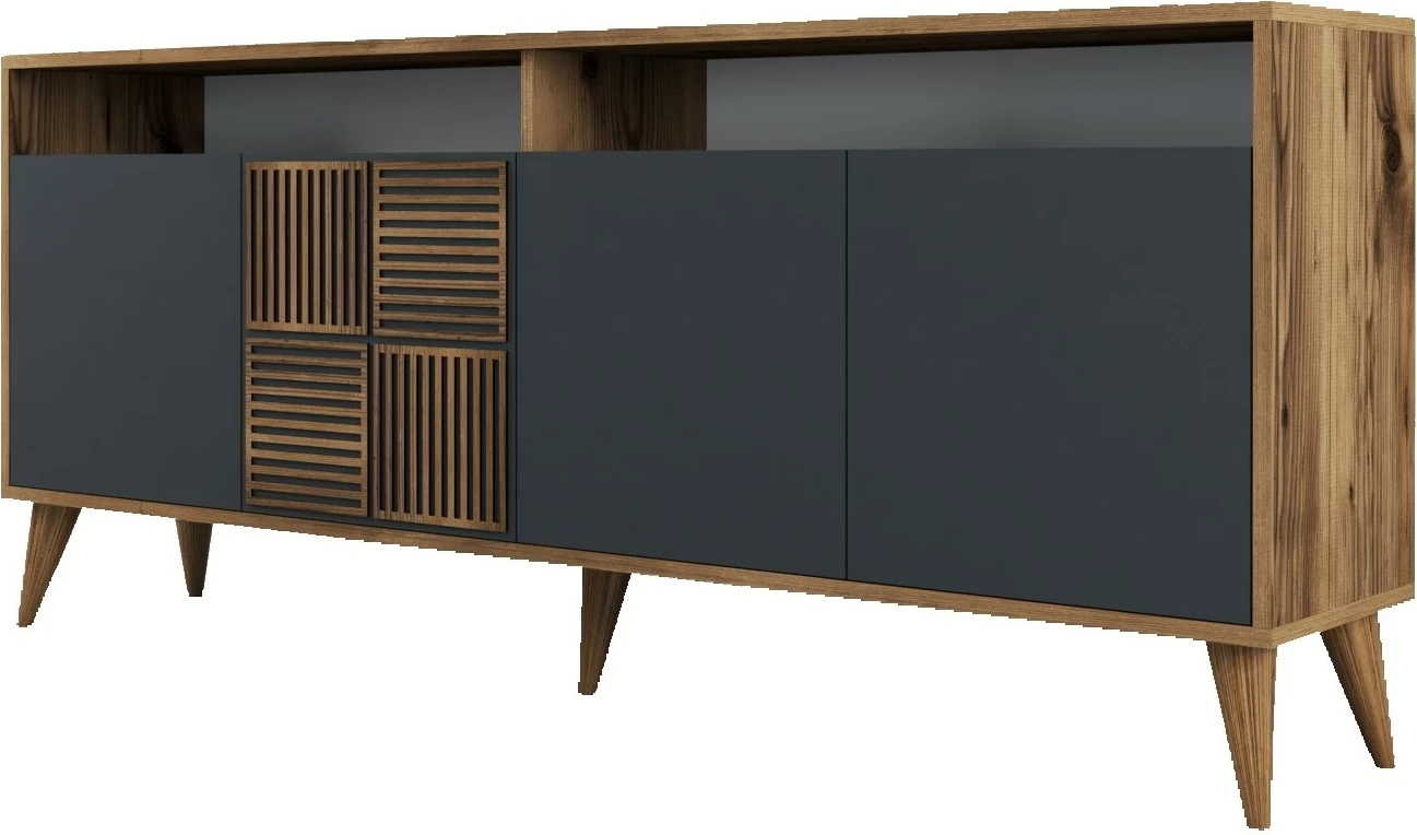 Set mobiljesh për dhomë dite Skye Decor, Milan 521, ngjyrë arrë dhe antracit