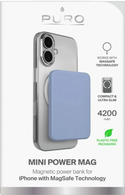 Power bank Puro Slim Power Mag 4200 mAh, kaltër [Ngjyra: Kaltër]