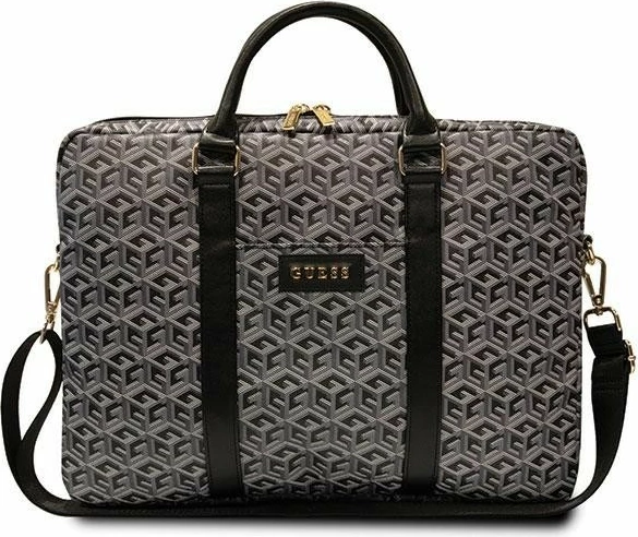 Çantë laptopi Guess GCube Stripes GUCB15HGCFSEK GUE002880 16" rrip shpatullash i heqshëm shumë ndarje e zezë