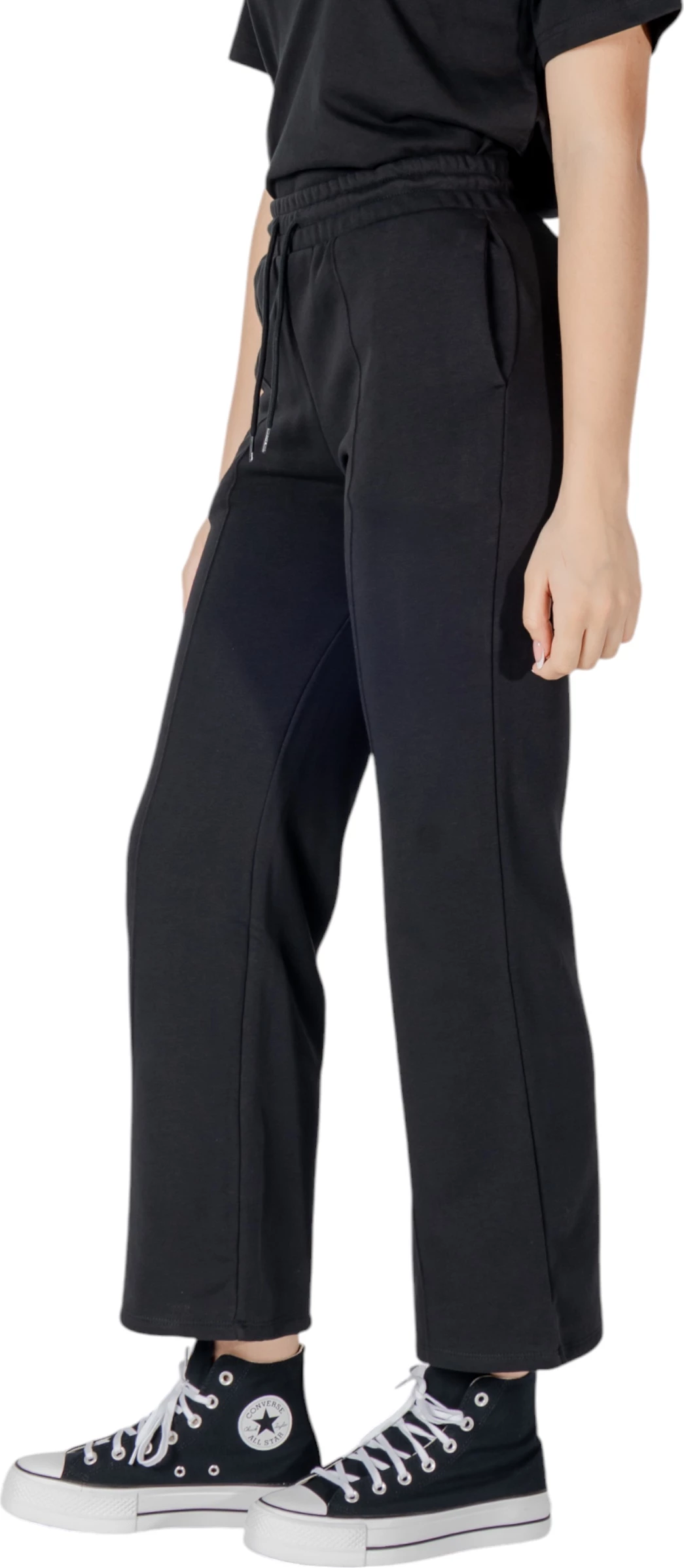 Pantallona sportive për femra Converse Star Chevron Open Hem Pant 10028418-A03, të zeza [Madhësia: L]