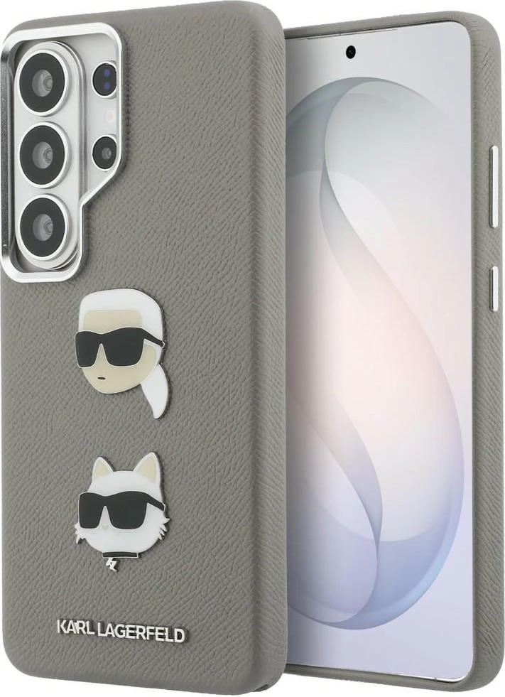 Mbështjellës Karl Lagerfeld Saffiano Double Heads Metal për Samsung Galaxy S26 Ultra, argjendtë