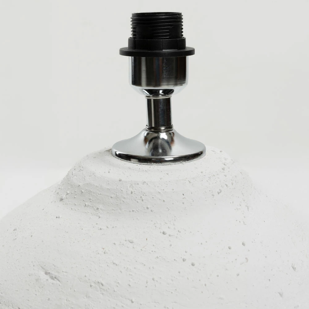 Lampë tavoline Santorini, qeramike e bardhë, abazhur liri bezhë, 30x30x60cm