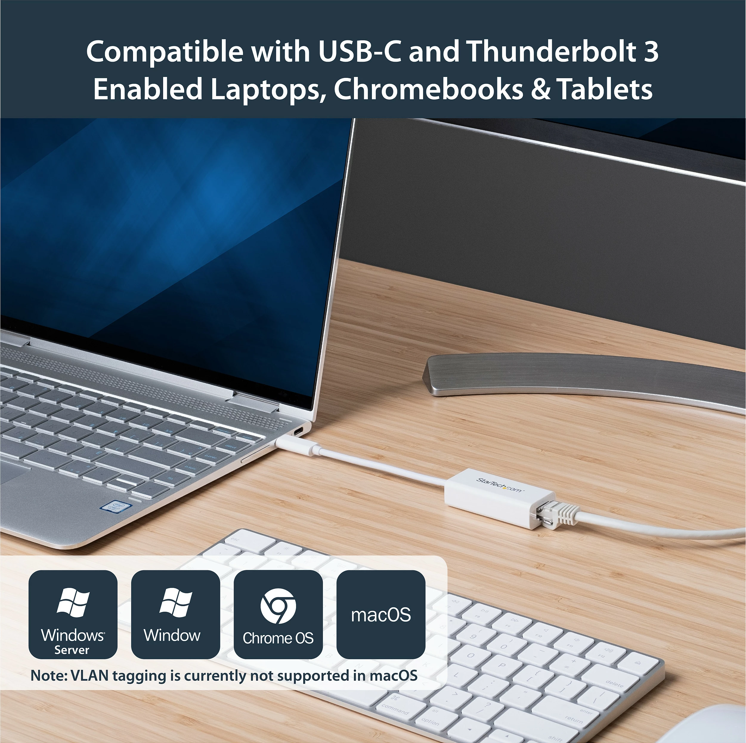 Adapter rrjeti StarTech US1GC30W USB-C në Gigabit Ethernet RJ-45, 10/100/1000, 0.145m, i bardhë