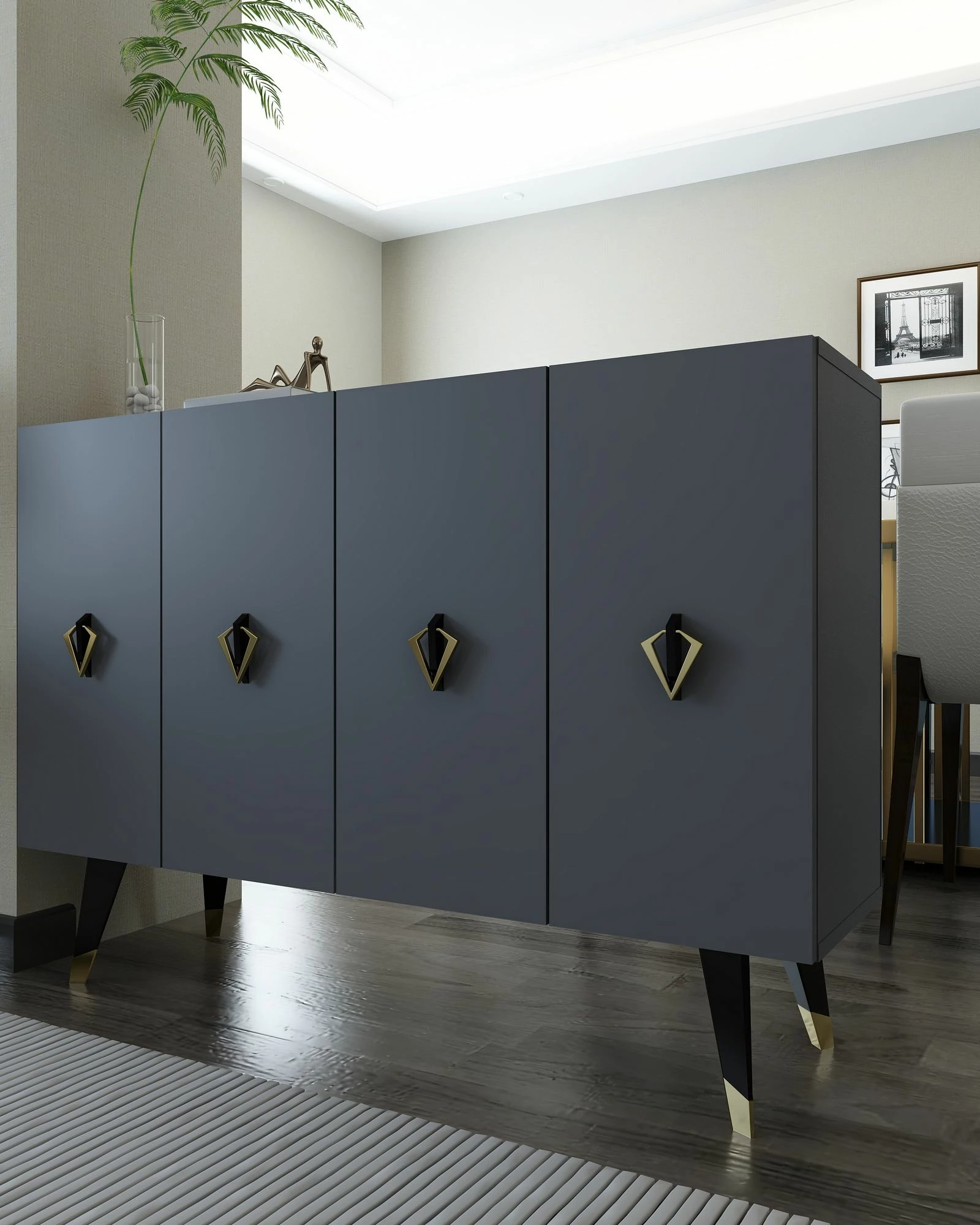 Konsol Skye Decor, anthracite, e zezë, e artë, 8164KM-32