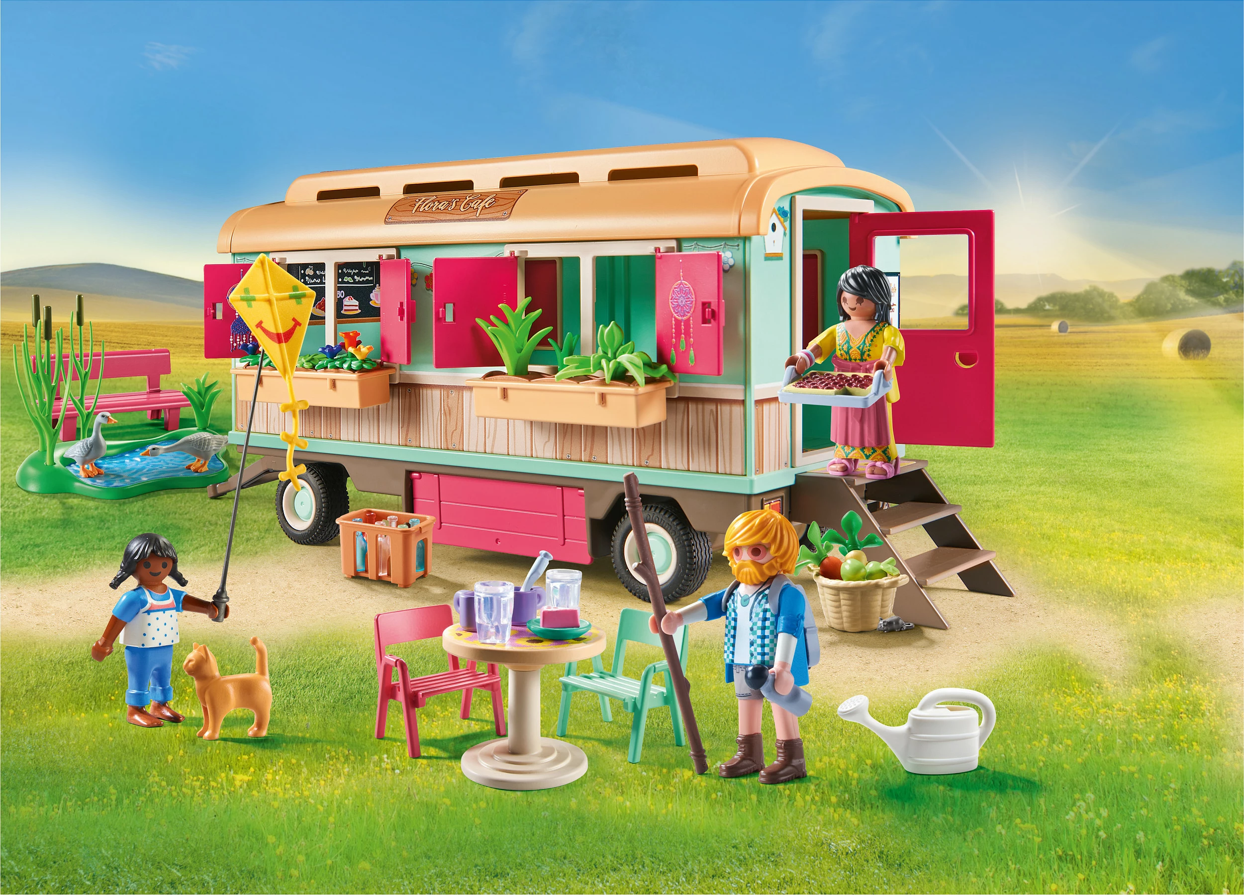 Set lodrash Playmobil Country 71441 Bauwagencafé, 67 pjesë, shumëngjyrësh