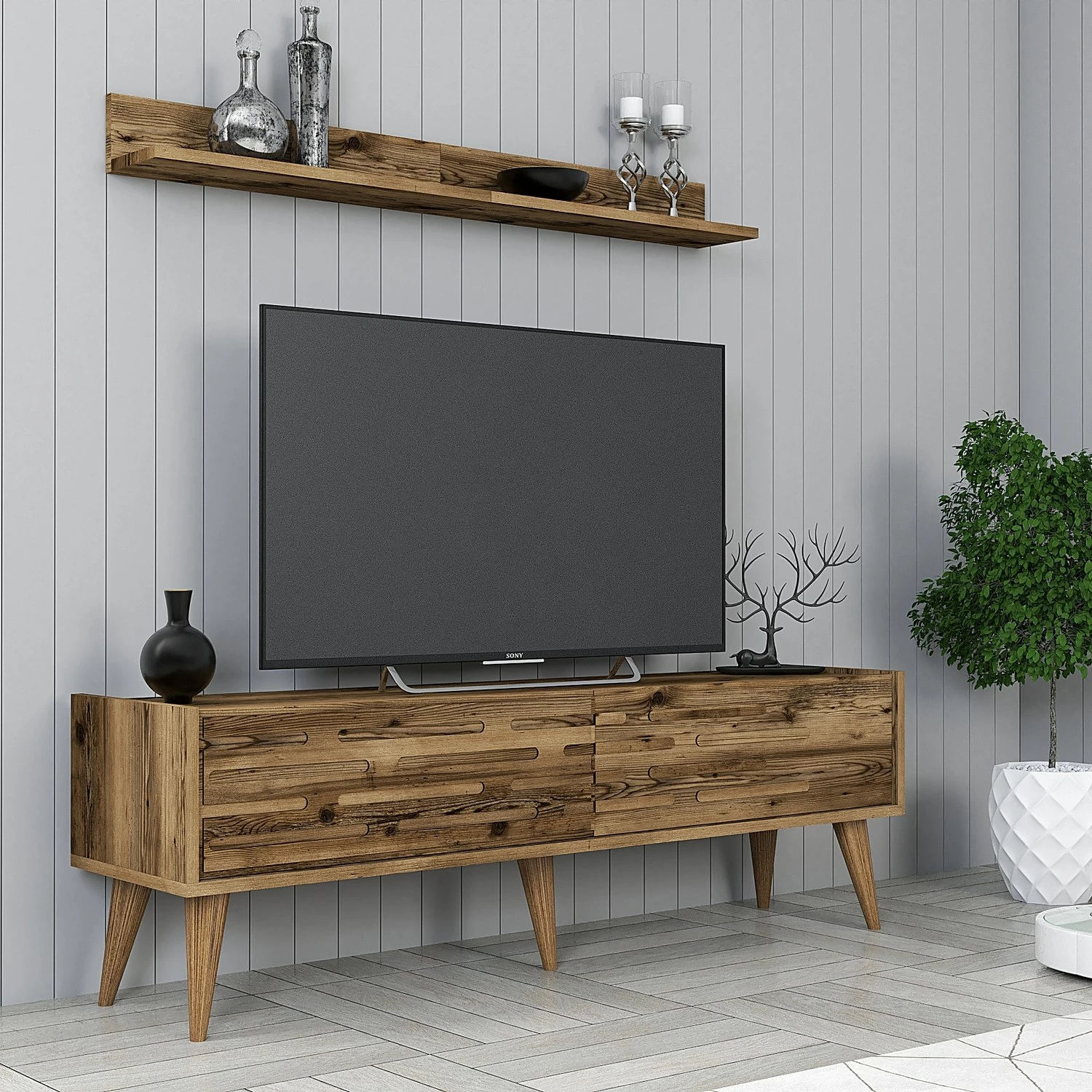 Njësi TV Valensiya, ngjyrë arre, 140 cm, Skye Decor