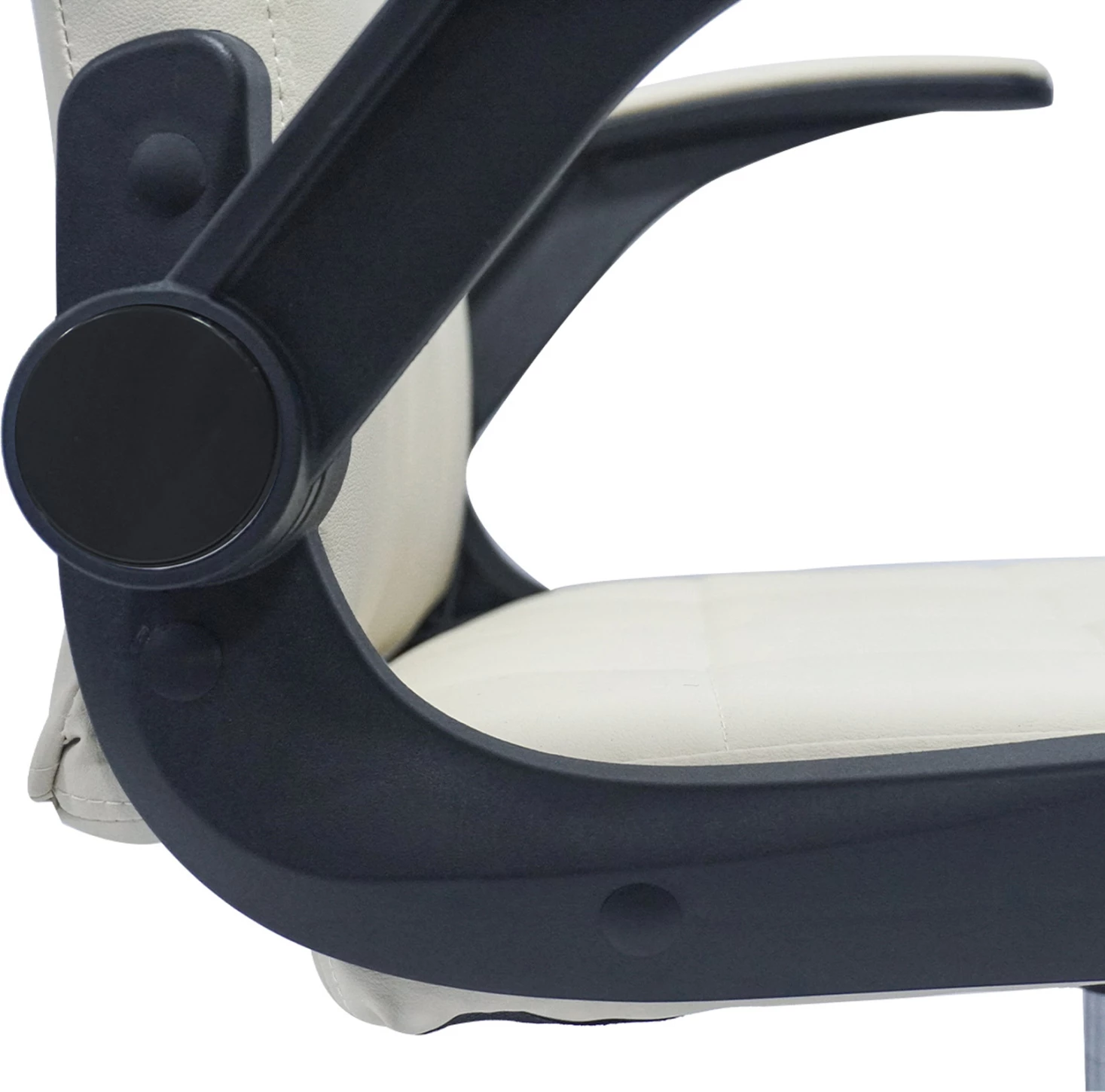 Karrige për zyre PORTIMA FH1197.04, PVC bezhë, kornizë dhe bazë najloni e zezë, 69x53x98H cm