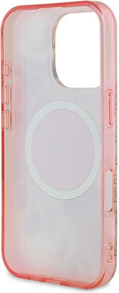 Mbështjellës Guess IML Flower & Tonal Circle MagSafe për iPhone 16 Pro Max, Rozë