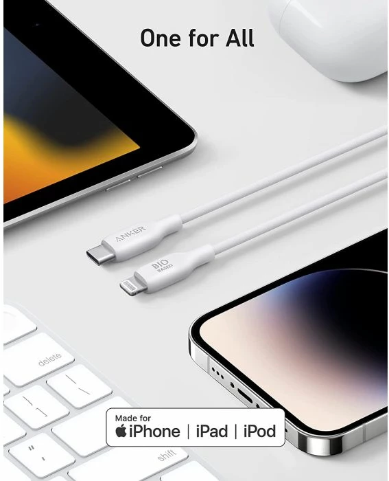 Kabllo Anker 541 BIO USB-C në Lightning 1.8m, deri 100W, e zezë