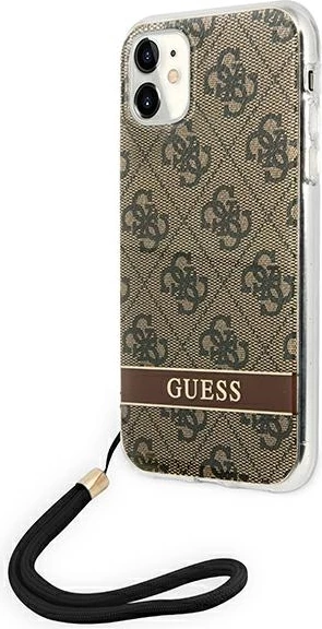 Mbështjellës Guess GUOHCN61H4STW për iPhone 11, 4G Print Strap, Kafe