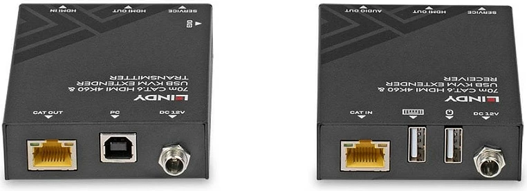 KVM extender Lindy 70m Cat6 HDMI 2.0, USB dhe audio, 4K, i zi