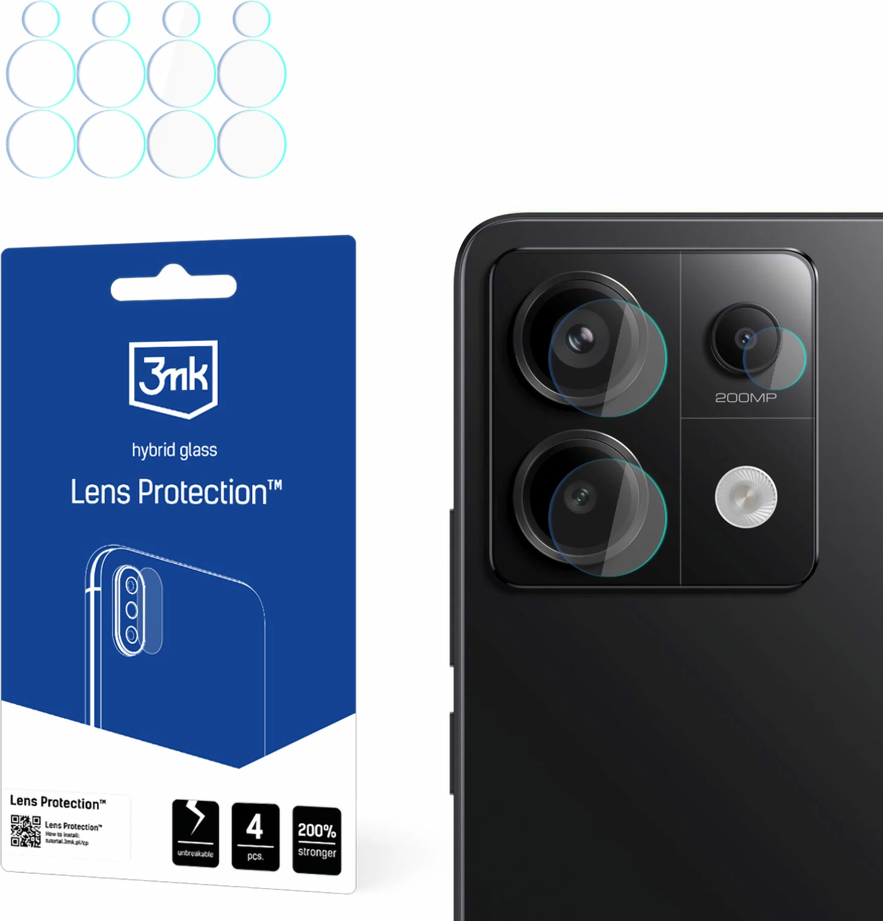 Mbështjellës xhami për kamerë 3mk Protection, për Xiaomi Redmi Note 13 Pro, set