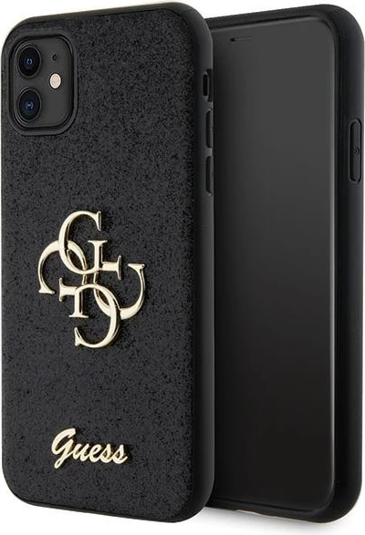 Mbështjellës Guess GUHCN61HG4SGK për iPhone 11/XR, Glitter Script Big 4G, i zi