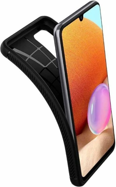 Mbështjellës Spigen Rugged Armor për Samsung Galaxy A32 A325 LTE, silikon, i zi