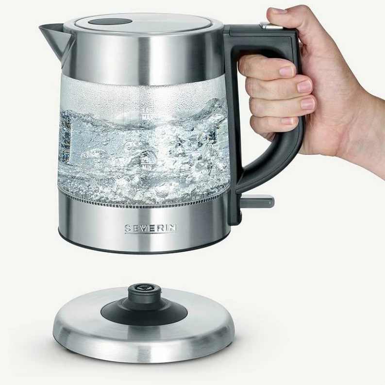 Çajnik elektrik, Severin, WK 3468, 1 L, xham & inoks, 360° pa kabllo, e zezë