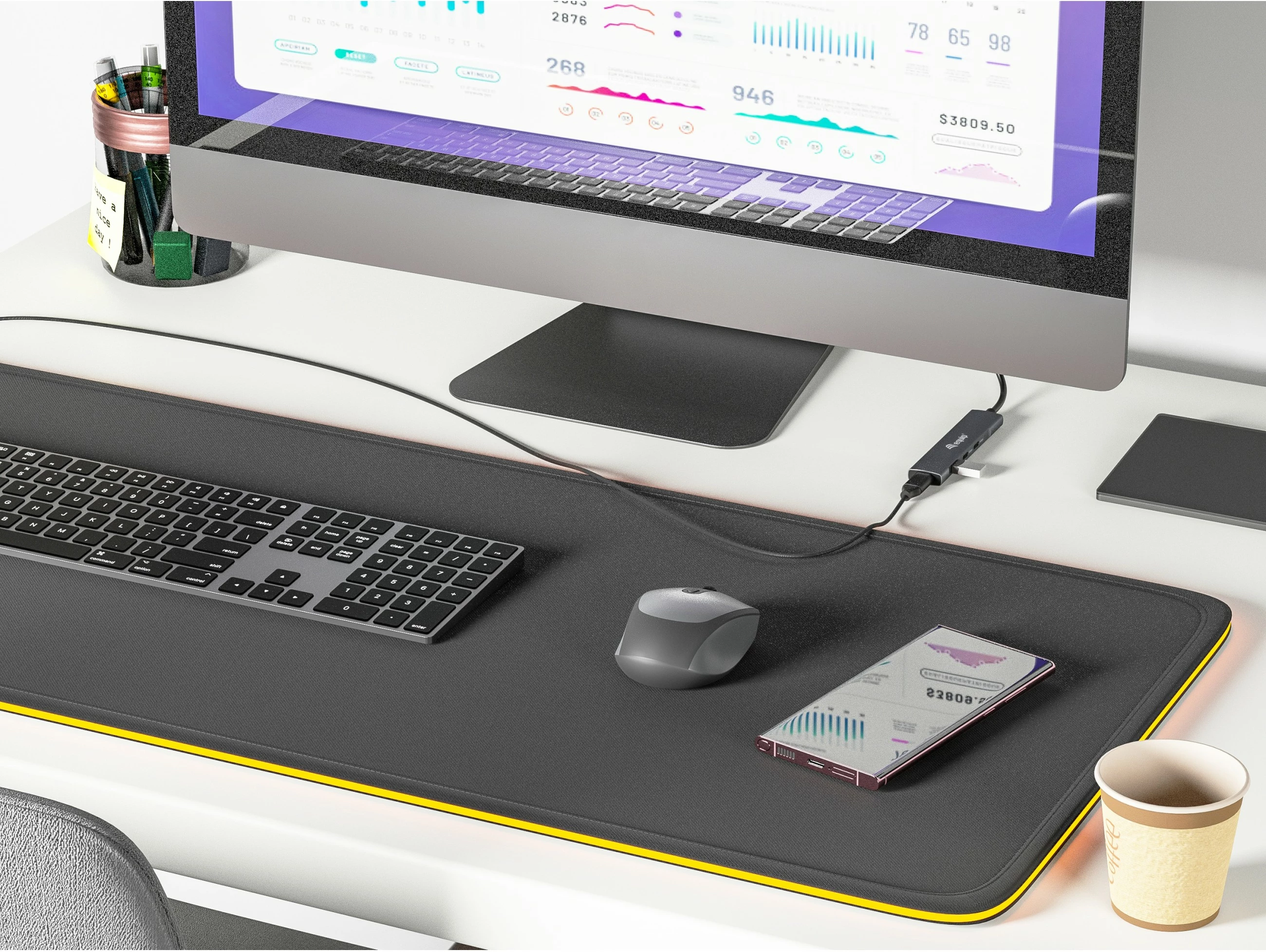 USB hub Equip 4 porte USB 3.2 Gen 1 Type-C, alumini, zi, argjendt, 0.15m
