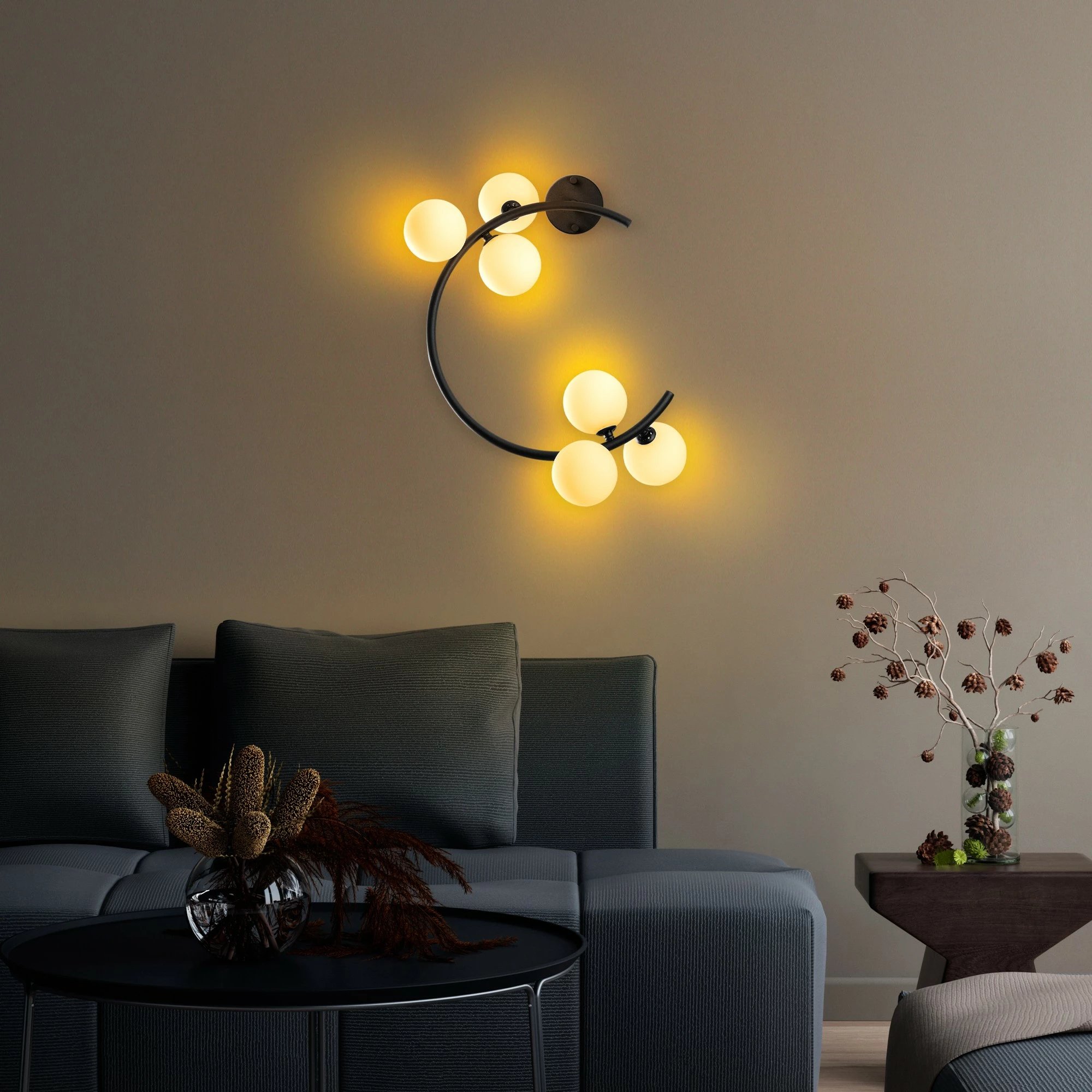 Llambë muri Opviq, Luminar - 14130, metal i zi, 50x30x55 cm