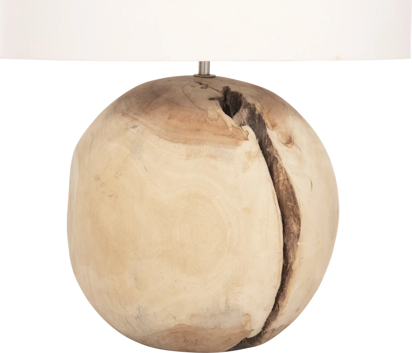 Lampë tavoline ORANYE FH4421 dru tik-PVC e bardhë Φ40x53Hcm