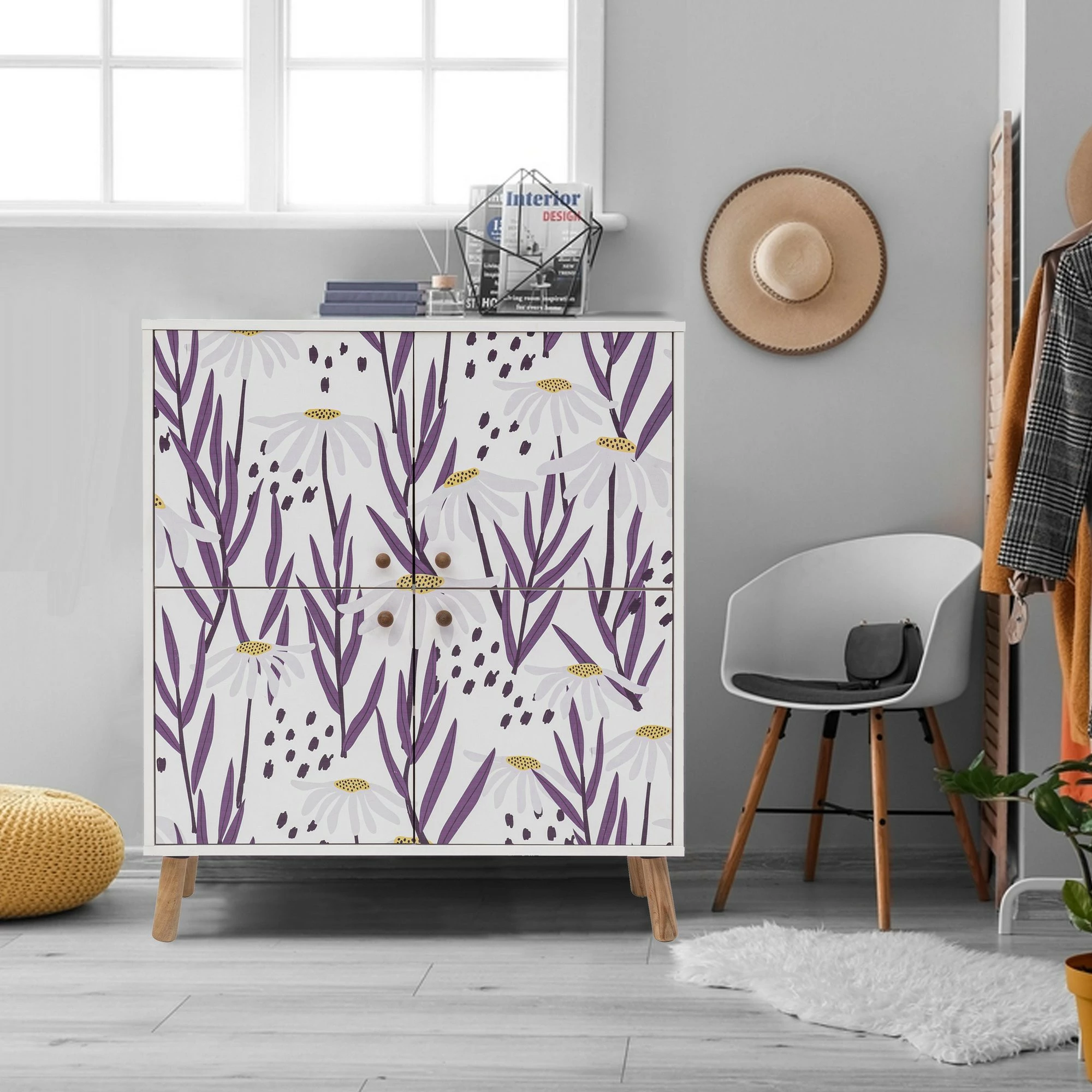 Dollap multifunksional Skye Decor, Multilüx Daisy, i bardhë, lejla, 95x111x36cm