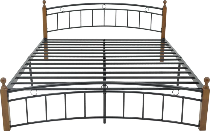 Krevat queen size Clarive ngjyrë arre dru-metal i zi 160x200cm