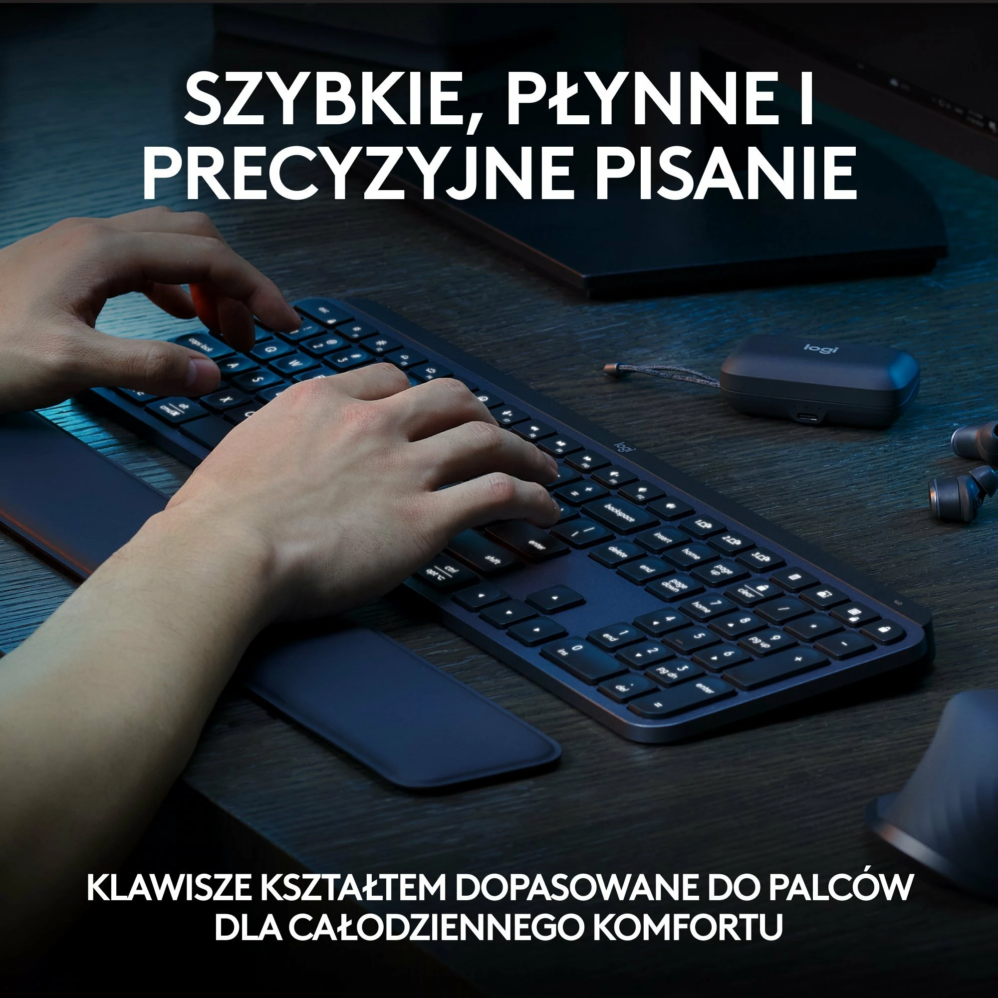 Tastierë wireless Logitech MX Keys S Plus US, me ndriçim, me numpad, me mbështetëse kyçi, Graphite (920-011589)