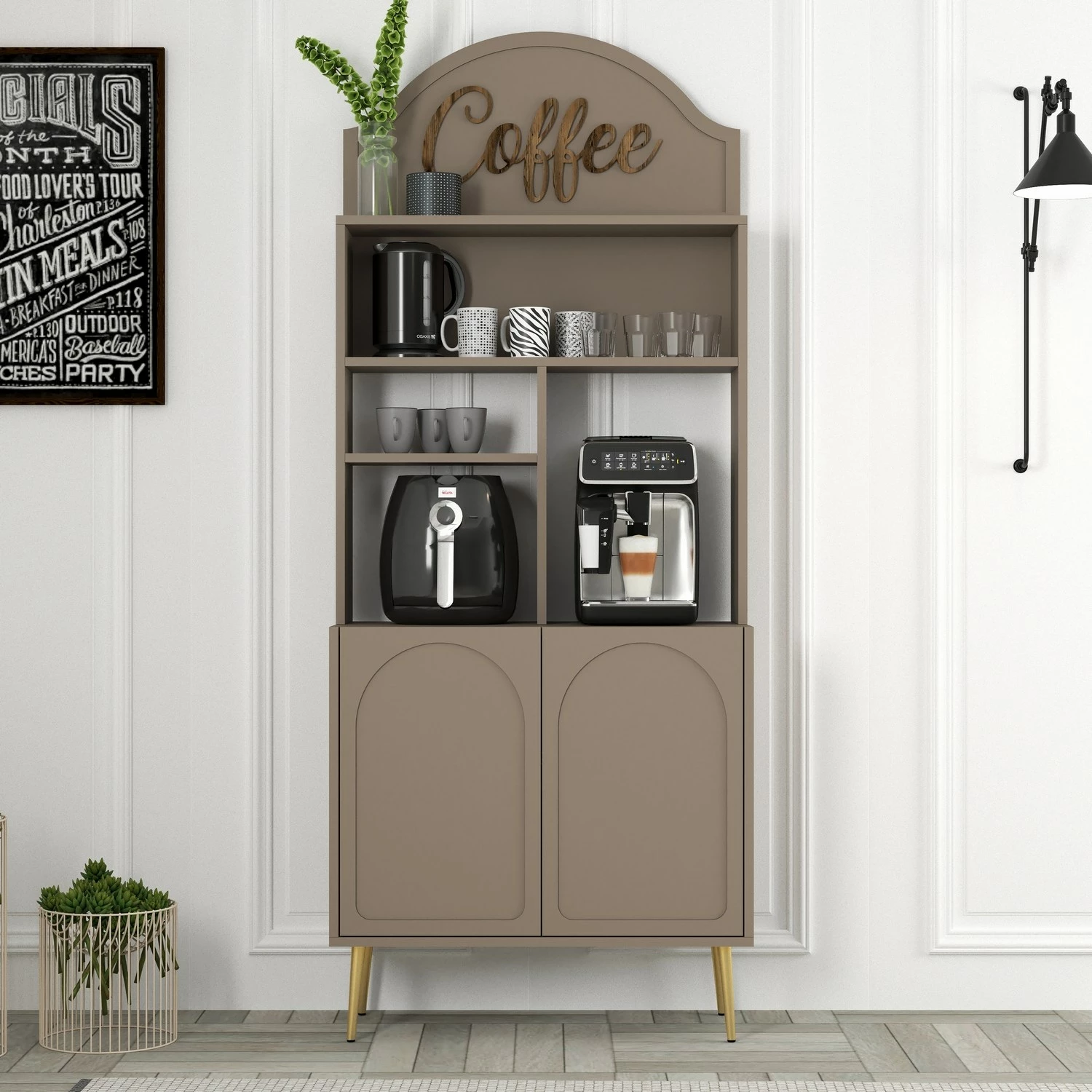 Dollap për kafe, ngjyrë Atlas dhe ari, Skye Decor, 80 cm